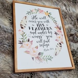 Pretty floral 17×13 psalm 91:4 wall art